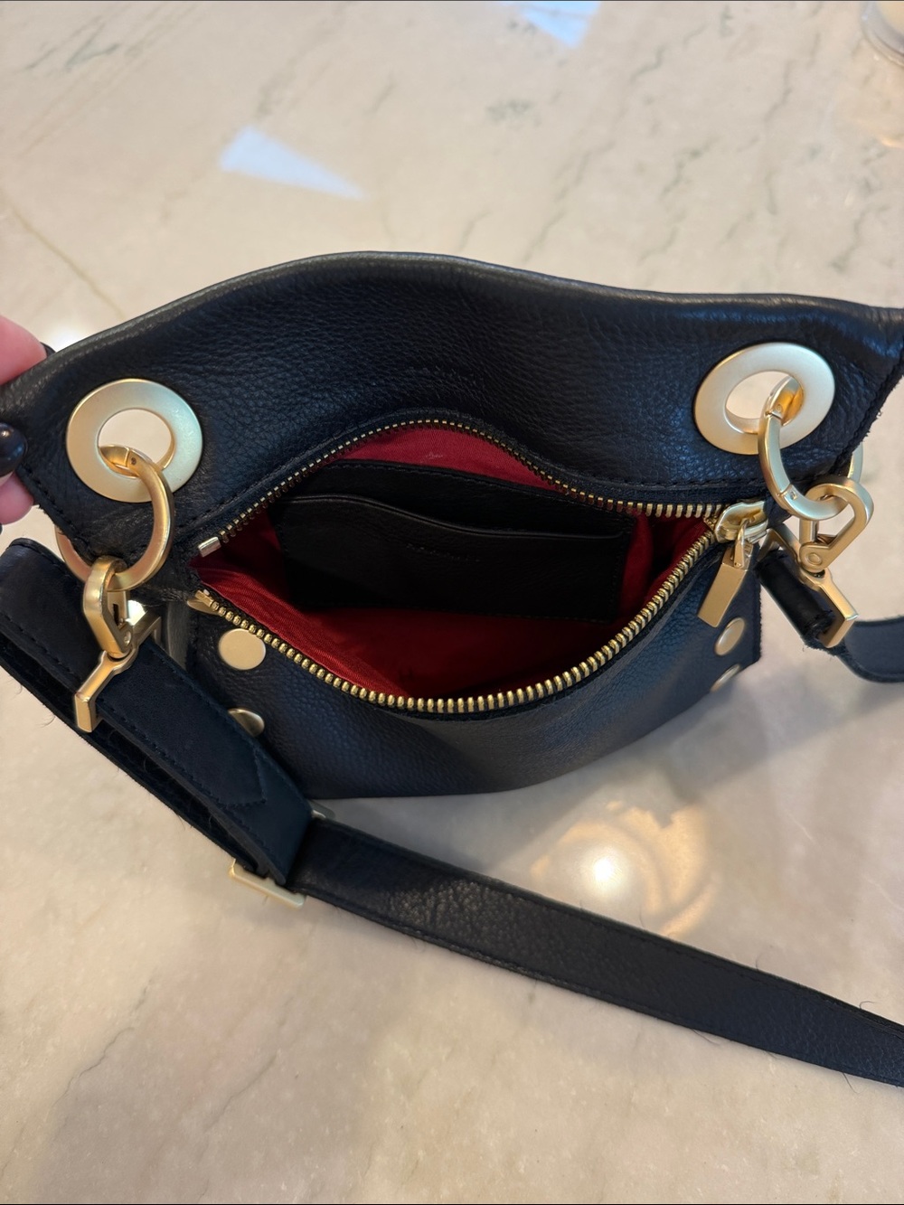 Hammitt Black Leather Crossbody with Gold Hardware - Picture 6 of 7